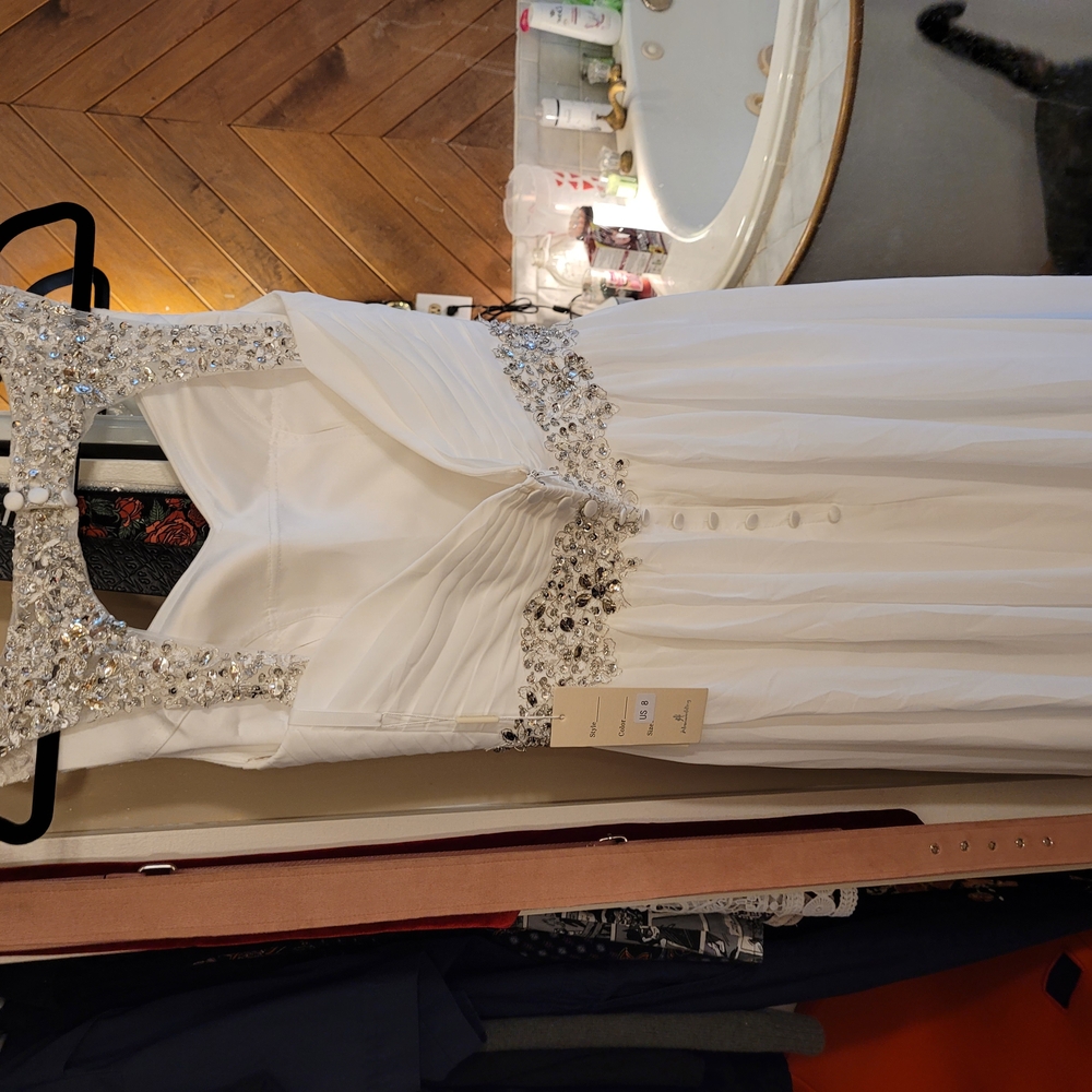 Elegant White Dress with Silver Embellishments